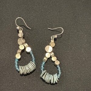 Elegant Silver and Blue Beaded Earrings